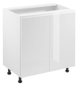 Dolná dvojdverová skrinka ARBOR - šírka 80 cm, lesklá biela / biela