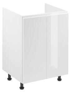 Dvojdverová drezová skrinka ARBOR - šírka 60 cm, lesklá biela / biela