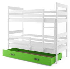 Poschodová posteľ 80 x 160 cm Eril B (biela + zelená) (s roštami, matracmi a úl. priestorom). Vlastná spoľahlivá doprava až k Vám domov. 1056544