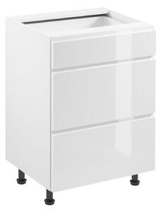 Dolná šuplíková skrinka ARBOR - šírka 60 cm, lesklá biela / biela