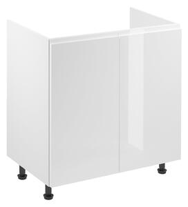 Dvojdverová drezová skrinka ARBOR - šírka 80 cm, lesklá biela / biela