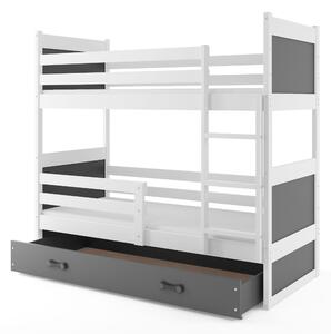 Poschodová posteľ 80 x 160 cm Ronnie B (biela + grafit) (s roštami, matracmi a úl. priestorom). Vlastná spoľahlivá doprava až k Vám domov. 1056586