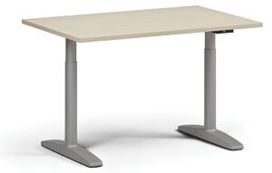Výškovo nastaviteľný stôl OBOL, elektrický, 675-1325 mm, doska 1200x800 mm, sivá zaoblená podnož, grafit