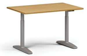 Výškovo nastaviteľný stôl OBOL, elektrický, 675-1325 mm, doska 1200x800 mm, sivá zaoblená podnož, buk