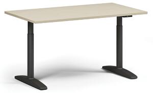 Výškovo nastaviteľný stôl OBOL, elektrický, 675-1325 mm, doska 1400x800 mm, čierna zaoblená podnož, sivá
