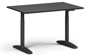 Výškovo nastaviteľný stôl OBOL, elektrický, 675-1325 mm, doska 1200x800 mm, čierna zaoblená podnož, grafit