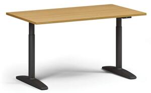 Výškovo nastaviteľný stôl OBOL, elektrický, 675-1325 mm, doska 1400x800 mm, čierna zaoblená podnož, buk