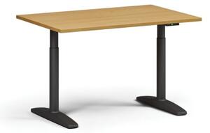 Výškovo nastaviteľný stôl OBOL, elektrický, 675-1325 mm, doska 1200x800 mm, čierna podnož, buk