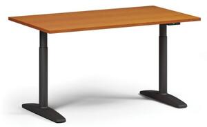 Výškovo nastaviteľný stôl OBOL, elektrický, 675-1325 mm, doska 1400x800 mm, čierna zaoblená podnož, čerešňa