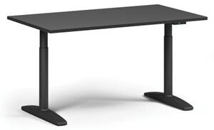 Výškovo nastaviteľný stôl OBOL, elektrický, 675-1325 mm, doska 1400x800 mm, čierna podnož, grafit