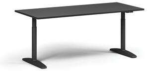 Výškovo nastaviteľný stôl OBOL, elektrický, 675-1325 mm, doska 1800x800 mm, čierna zaoblená podnož, grafit