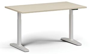 Výškovo nastaviteľný stôl, elektrický, 675-1325 mm, doska 1400x800 mm, biela podnož, biela
