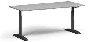 Výškovo nastaviteľný stôl OBOL, elektrický, 675-1325 mm, doska 1800x800 mm, čierna zaoblená podnož, sivá