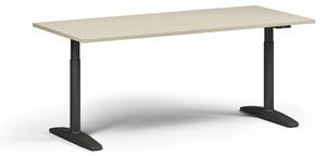 Výškovo nastaviteľný stôl OBOL, elektrický, 675-1325 mm, doska 1800x800 mm, čierna zaoblená podnož, wenge