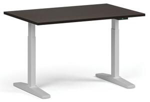 Výškovo nastaviteľný stôl, elektrický, 675-1325 mm, doska 1200x800 mm, biela podnož, wenge