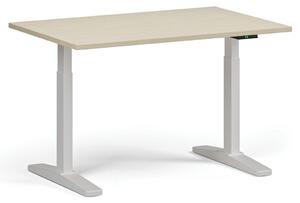 Výškovo nastaviteľný stôl, elektrický, 675-1325 mm, doska 1200x800 mm, biela podnož, čerešňa