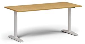 Výškovo nastaviteľný stôl ULIX, elektrický, 675-1325 mm, doska 1800x800 mm, biela podnož, buk