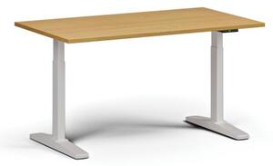 Výškovo nastaviteľný stôl ULIX, elektrický, 675-1325 mm, doska 1400x800 mm, biela podnož, buk