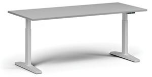 Výškovo nastaviteľný stôl ULIX, elektrický, 675-1325 mm, doska 1800x800 mm, biela podnož, šedá