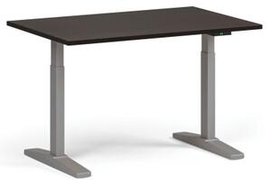 Výškovo nastaviteľný stôl, elektrický, 675-1325 mm, doska 1200x800 mm, sivá podnož, wenge