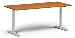 Výškovo nastaviteľný stôl, elektrický, 675-1325 mm, doska 1800x800 mm, biela podnož, čerešňa