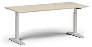 Výškovo nastaviteľný stôl, elektrický, 675-1325 mm, doska 1800x800 mm, biela podnož, breza