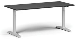 Výškovo nastaviteľný stôl, elektrický, 675-1325 mm, doska 1800x800 mm, biela podnož, grafit