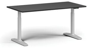 Výškovo nastaviteľný stôl, elektrický, 675-1325 mm, doska 1600x800 mm, biela podnož, grafit
