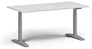 Výškovo nastaviteľný stôl ULIX, elektrický, 675-1325 mm, doska 1600x800 mm, šedá podnož, biela