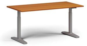 Výškovo nastaviteľný stôl, elektrický, 675-1325 mm, doska 1600x800 mm, sivá podnož, čerešňa