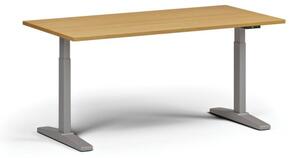 Výškovo nastaviteľný stôl ULIX, elektrický, 675-1325 mm, doska 1600x800 mm, šedá podnož, buk