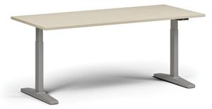 Výškovo nastaviteľný stôl, elektrický, 675-1325 mm, doska 1800x800 mm, sivá podnož, breza