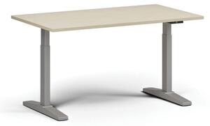 Výškovo nastaviteľný stôl, elektrický, 675-1325 mm, doska 1400x800 mm, sivá podnož, breza