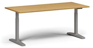 Výškovo nastaviteľný stôl ULIX, elektrický, 675-1325 mm, doska 1800x800 mm, šedá podnož, buk