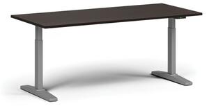 Výškovo nastaviteľný stôl, elektrický, 675-1325 mm, doska 1800x800 mm, sivá podnož, wenge