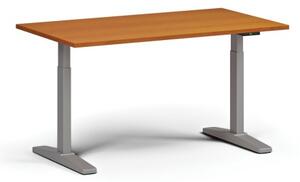 Výškovo nastaviteľný stôl ULIX, elektrický, 675-1325 mm, doska 1400x800 mm, šedá podnož, čerešňa