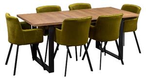 Loftový stôl so 6 stoličkami Y051 Čierny/Oak Lefkas
