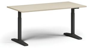 Výškovo nastaviteľný stôl, elektrický, 675-1325 mm, doska 1600x800 mm, čierna podnož, breza