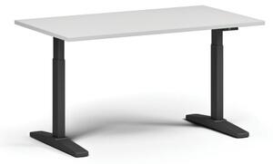 Výškovo nastaviteľný stôl, elektrický, 675-1325 mm, doska 1400x800 mm, čierna podnož, biela