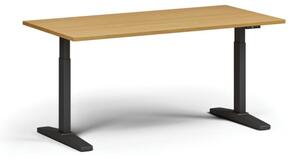 Výškovo nastaviteľný stôl, elektrický, 675-1325 mm, doska 1600x800 mm, čierna podnož, buk