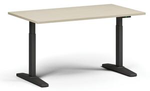 Výškovo nastaviteľný stôl, elektrický, 675-1325 mm, doska 1400x800 mm, čierna podnož, breza