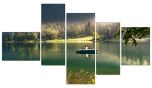 Obraz loďky na jazere (Obraz 150x85cm)