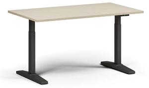 Výškovo nastaviteľný stôl, elektrický, 675-1325 mm, doska 1400x800 mm, čierna podnož, wenge