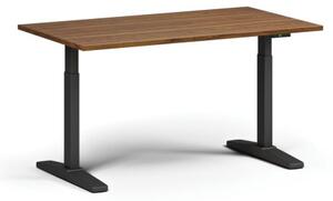 Výškovo nastaviteľný stôl ULIX, elektrický, 675-1325 mm, doska 1400x800 mm, čierna podnož, orech