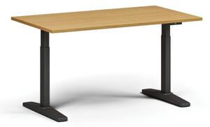 Výškovo nastaviteľný stôl ULIX, elektrický, 675-1325 mm, doska 1400x800 mm, čierna podnož, buk