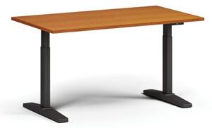 Výškovo nastaviteľný stôl ULIX, elektrický, 675-1325 mm, doska 1400x800 mm, čierna podnož, čerešňa