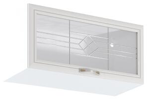 Horná presklená skrinka s výklopnými dvierkami SILVARA - šírka 80 cm, borovica andersen / biela