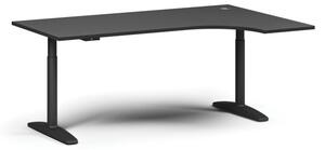 Výškovo nastaviteľný stôl OBOL, elektrický, 675-1325 mm, rohový pravý, doska 1800x1200 mm, čierna zaoblená podnož, grafit