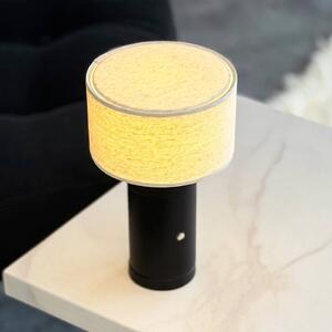 Dyberg Larsen LED stolná lampa na batérie Mellow, čierna, 23 cm, Čierna, Obývacia izba / jedáleň, Drevo, Škandinávsky, Stojacie svietidlo
