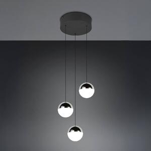 LED závesné svietidlo Senta, chrómová farba, Ø 25 cm, 4 000 K, 3-pl., Chrómová / strieborná, Obývacia izba / jedáleň, Plast, Moderný, Závesné svietidlo